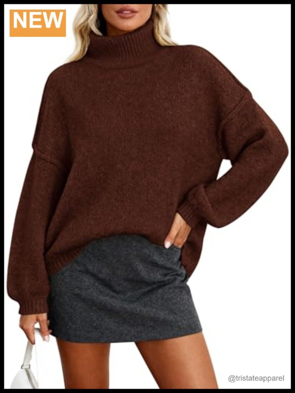 Oversized Chunky Knit Pullover Sweater Women Long Sleeve Mock Neck Tunic Fall